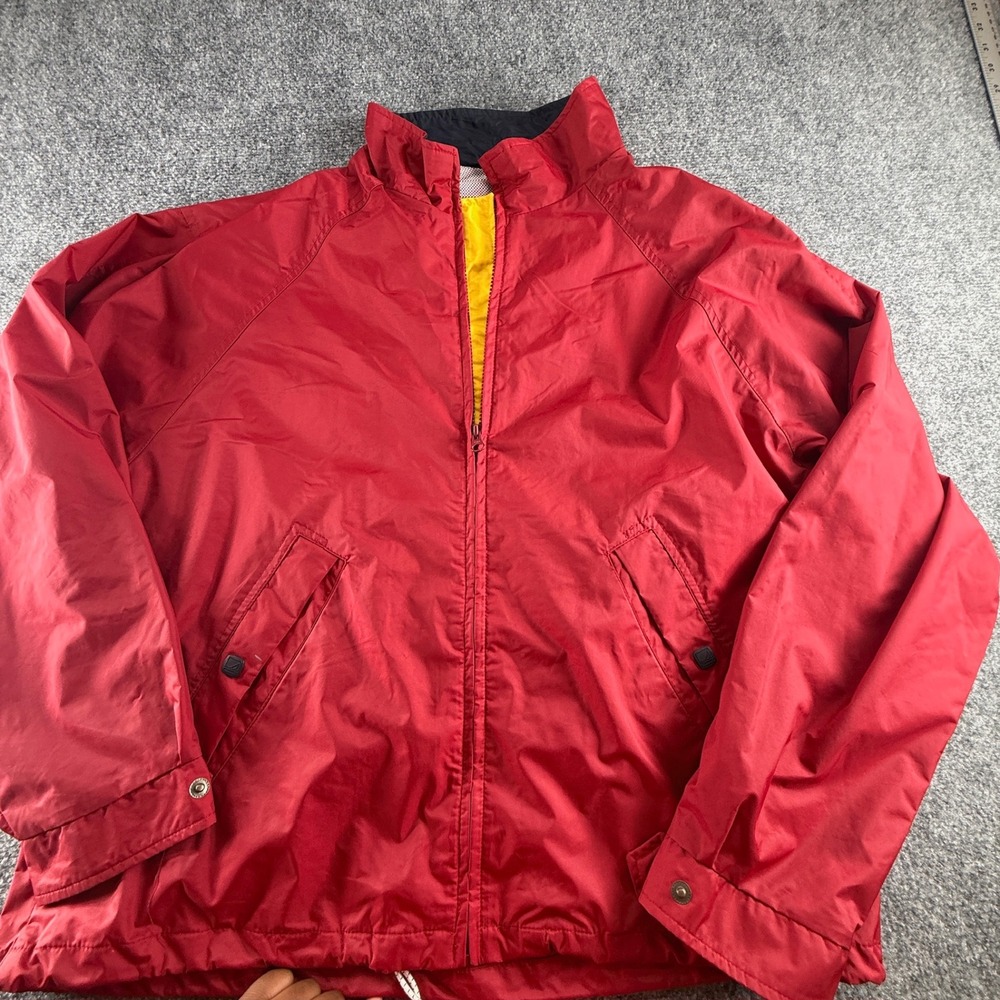 Sperry Top-Sider Mens XL Red Windbreaker Sailing Jacket Mesh Lined Full Zip